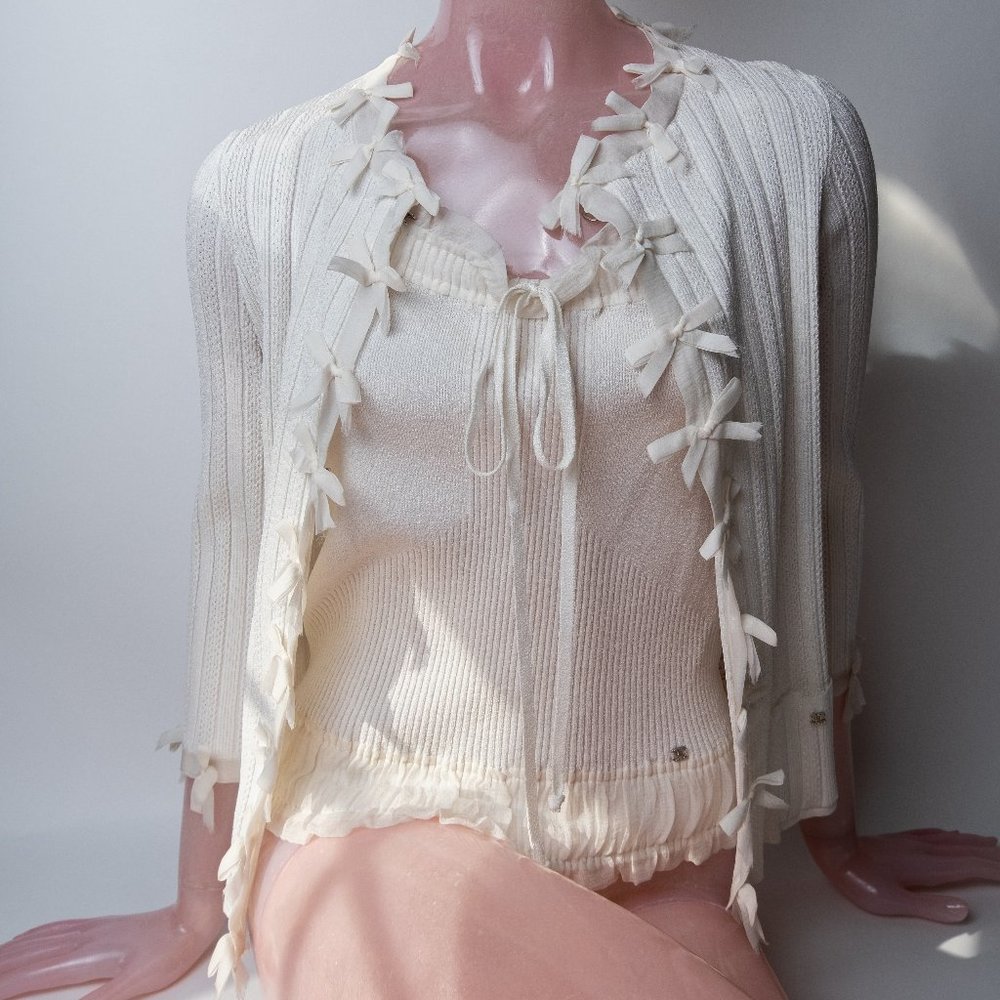 Vintage Chanel Ribbon Top & Cardigan Set